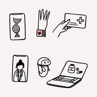 hand drawn icons of medical devices vector