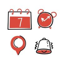 a set of icons that include a calendar, clock, and a bell vector