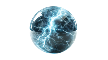 Abstract Sphere with Electric Lightning. isolated on transparent background png