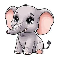 Cartoon elephant with big eyes and big ears vector