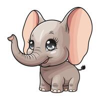 A cartoon elephant with big ears and big eyes vector