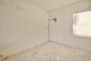 An empty room with a door and a window photo