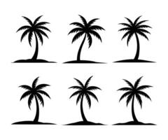 Black Palm Trees Set Isolated On White Background. Palm Silhouettes. Design Of Palm Trees For Posters, Banners, And Promotional Items. Palm Icon On White Background vector