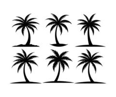 Black Palm Trees Set Isolated On White Background. Palm Silhouettes. Design Of Palm Trees For Posters, Banners, And Promotional Items. Illustration. Palm Icon On White Background vector