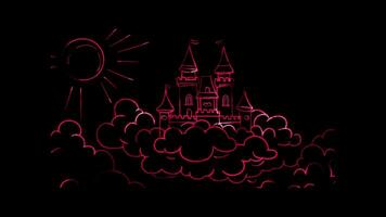 Neon frame effect, Playful Castle with a Drawbridge on black background video
