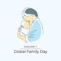 Global Family Day design template good for celebration usage. Global Family Day design. continuous line drawing. eps 10. vector