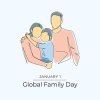 Global Family Day design template good for celebration usage. Global Family Day design. continuous line drawing. eps 10. vector