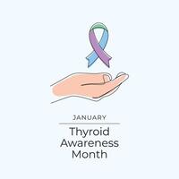 Thyroid Awareness Month design template good for celebration usage. Thyroid Awareness Month design. Design ribbon. continuous line drawing. eps 10. vector