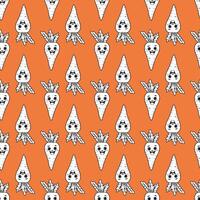 Seamless pattern with fun carrots. A pattern featuring contoured carrots.orange background vector