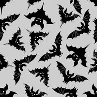 Seamless pattern with bats on a gray background. Halloween Pattern vector