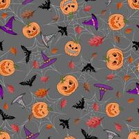 Beautiful seamless pattern for Halloween on a gray background vector