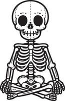 The Skeleton sits in meditation vector