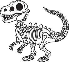 A dinosaur skeleton coloring page vector