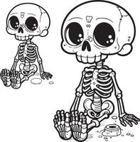 Skeleton is sitting on the ground vector