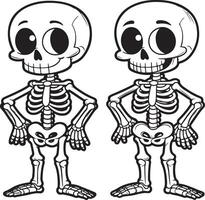 Two cartoon skeletons standing in front of each other vector
