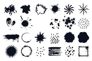 A set of black ink splatter shapes and shapes vector