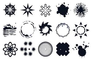 A set of black and white ink splatters and shapes vector