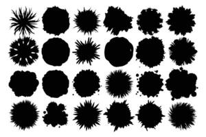 A collection of black ink splatters on a white background vector