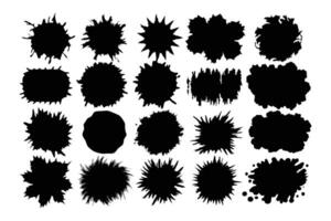 Set of black ink splashes on white background vector