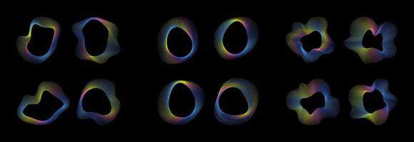 A set of different colored rings on a black background vector