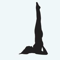 A silhouette of a woman doing a handstand vector