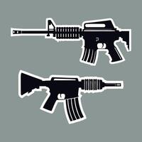 Two guns on a gray background with a black outline vector