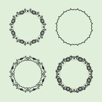 Four different round frames with floral designs vector