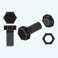 A set of nuts and bolts on a white background vector