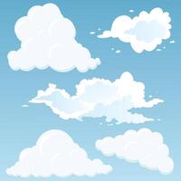 Set of cartoon clouds on a blue sky background vector