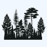 Silhouette of trees in the forest vector