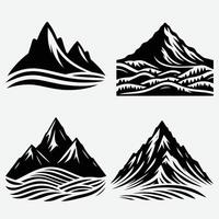 Beautiful Mountain Silhouettes with Nature Elements for Graphic Projects vector