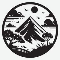 Inspiring Mountain View with Nature and Tree for Creative Branding Art vector