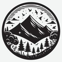 Dynamic Mountain View with Trees for Outdoor Marketing Graphics vector