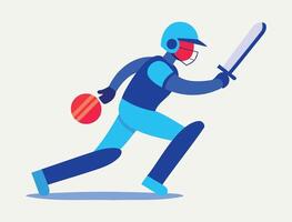 Dynamic Cricket Player in Action Illustration vector
