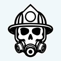A skull wearing a gas mask and a helmet vector