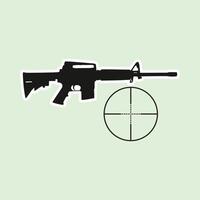 An ar - 15 rifle and crosshair on a green background vector