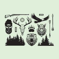 Hunting and forest icons set vector