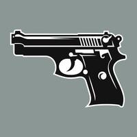 A gun on a gray background with a white outline vector