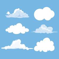 Set of cartoon clouds on blue background vector