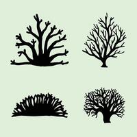 Four different types of trees and shrubs vector