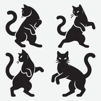 Captivating Cat Dancing Silhouettes Illustrations for Artistic Projects vector