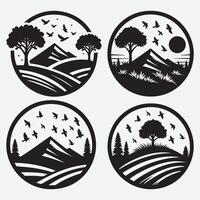 Beautiful Mountain Silhouette Bundle for Travel and Nature Graphic Use vector