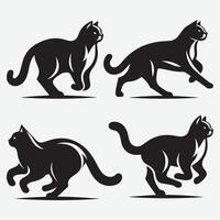 Captivating Cat during Running Silhouette Clip Art for Creative Cat Enthusiasts vector