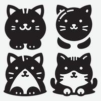 Trendy Cat Cartoon Silhouettes Set Illustrations for Creative Feline Projects vector