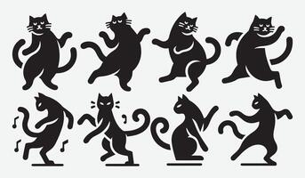 Captivating Cat Dancing Silhouette Bundle for All Feline Lover Designs vector