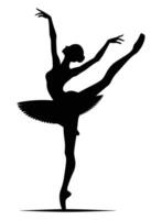 Silhouette of a Ballet Dancer in Elegant Pose Graceful Ballerina with Tutu vector