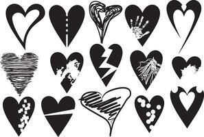 A collection of fifteen hearts clipart with a unique design. vector