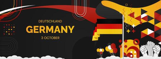 Modern horizontal background with geometric ornaments for german unity day. Isolated on modern black background. Good for commemorating national day vector