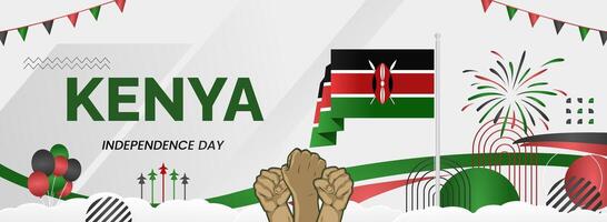 Happy Kenya National Day celebration. Great wide greeting card for web header or sporting event vector