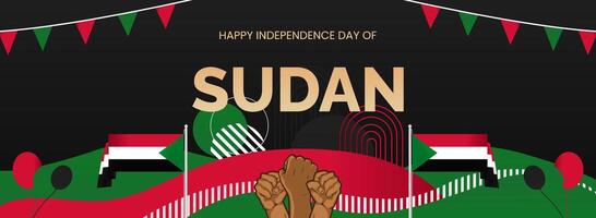 Creative horizontal poster for Independence day of Sudan. Great for banner or header web vector
